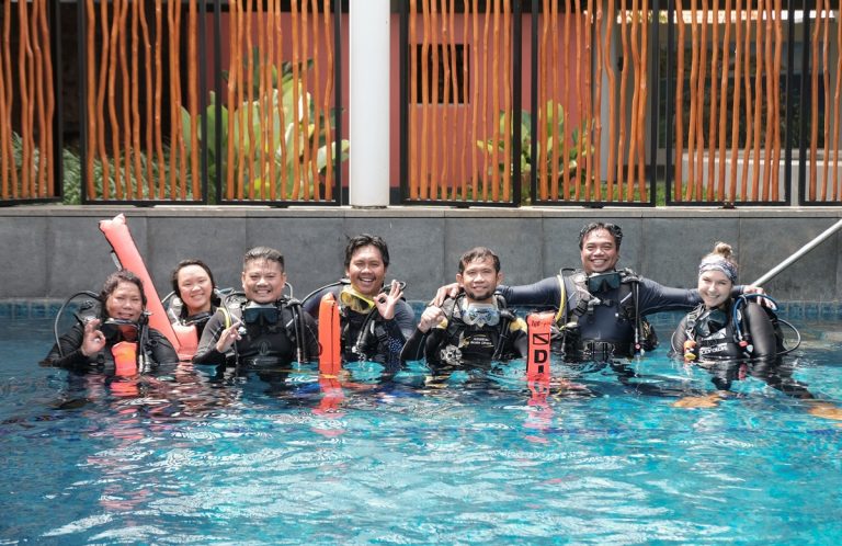 Celebrating the first Green Fins trainers to complete the “Train the Trainer” programme in Indonesia